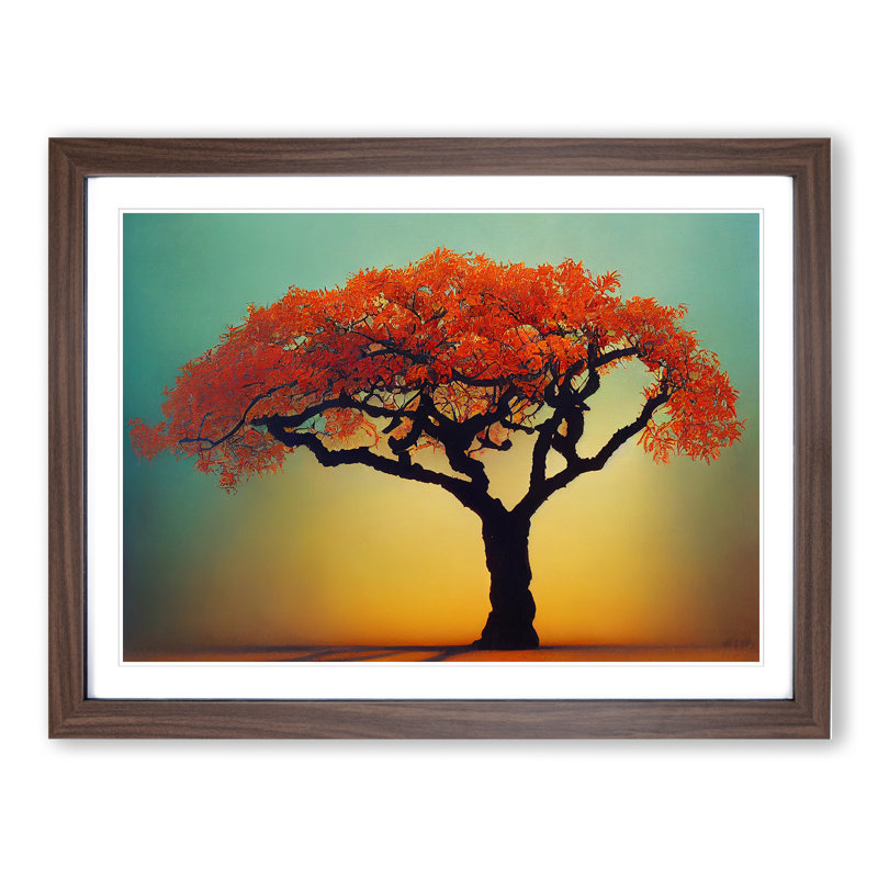 Pleasant Apple Tree 1 Piece Single Picture Frame Wall Art, 46cm H x 64cm W x 2cm D, Walnut Framed