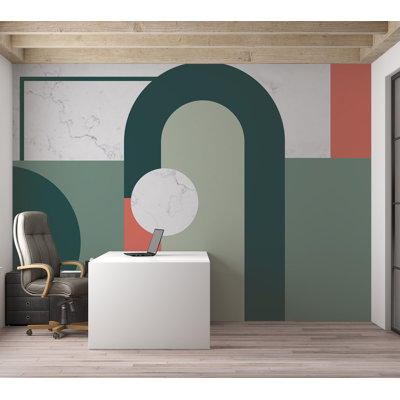Papier peint abstrait - Motif marbre géométrique