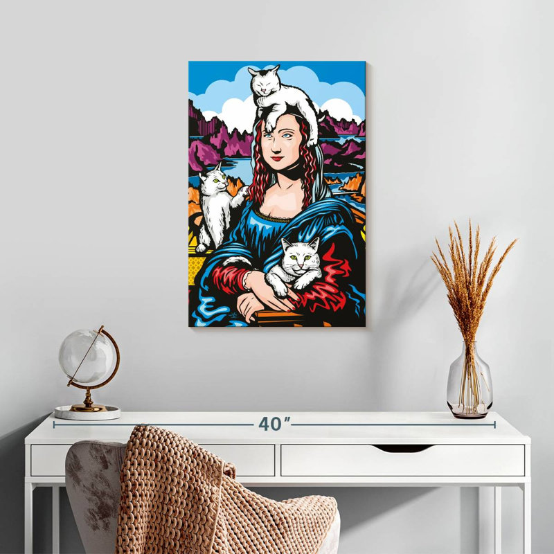 Ketti Mona Lisa With Cats, 24" H x 16" W