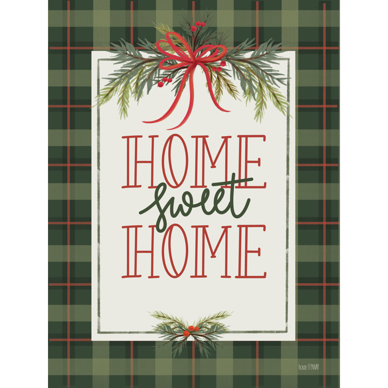 Plaid Home Sweet Home par House Fenway, H 40 po x l 30 po, Cadre flottant doré
