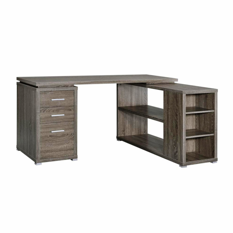 Bureau en L avec tiroirs et tablettes