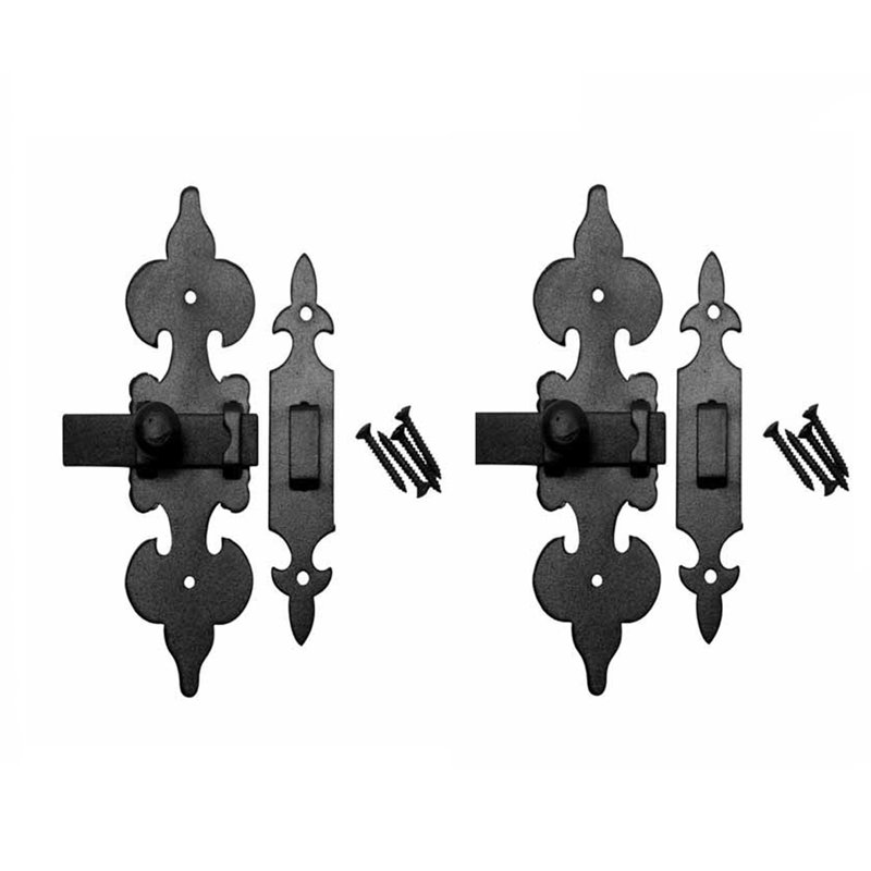 Cabinet Latch Wrought Iron Black Fleur de Lis 6" Renovators Supply