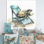 Tortue allongée sur une chaise de plage avec lunettes de soleil II - reproduction sur toile-86808404-110954815