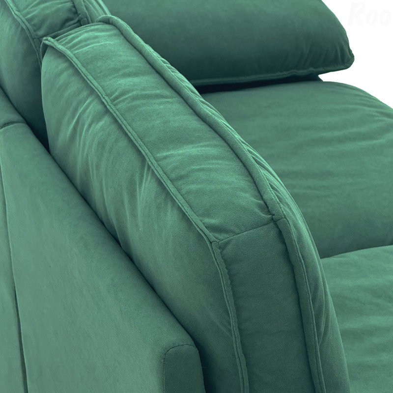 Canapé compact en velours vert 78,74 po - 2 places, rangement caché, peu encombrant, Vert