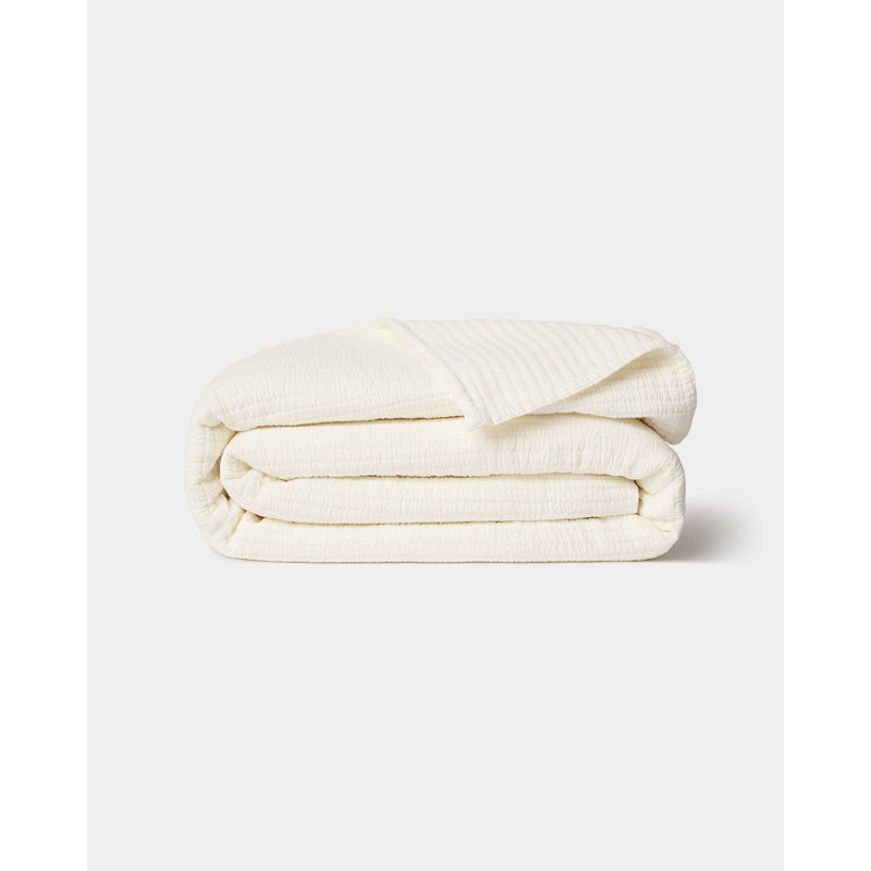 Hudson Stripe Single Coverlet, Cream, Queen