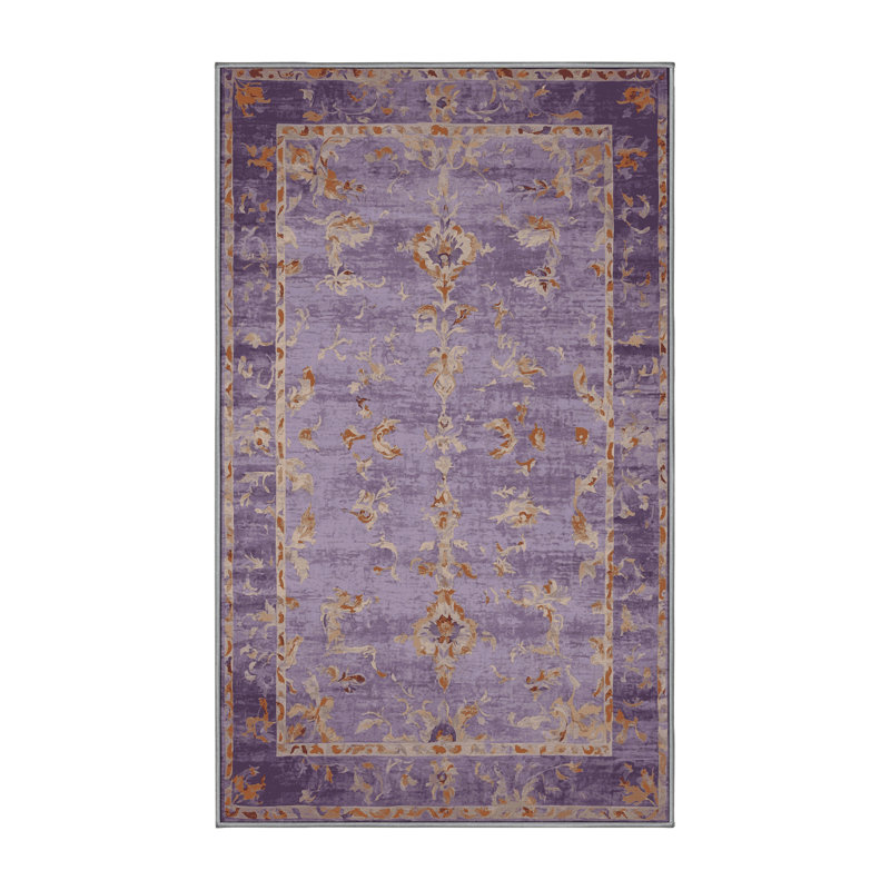 Machine Washable Brown Area Rug, Rectangle 5' x 8'