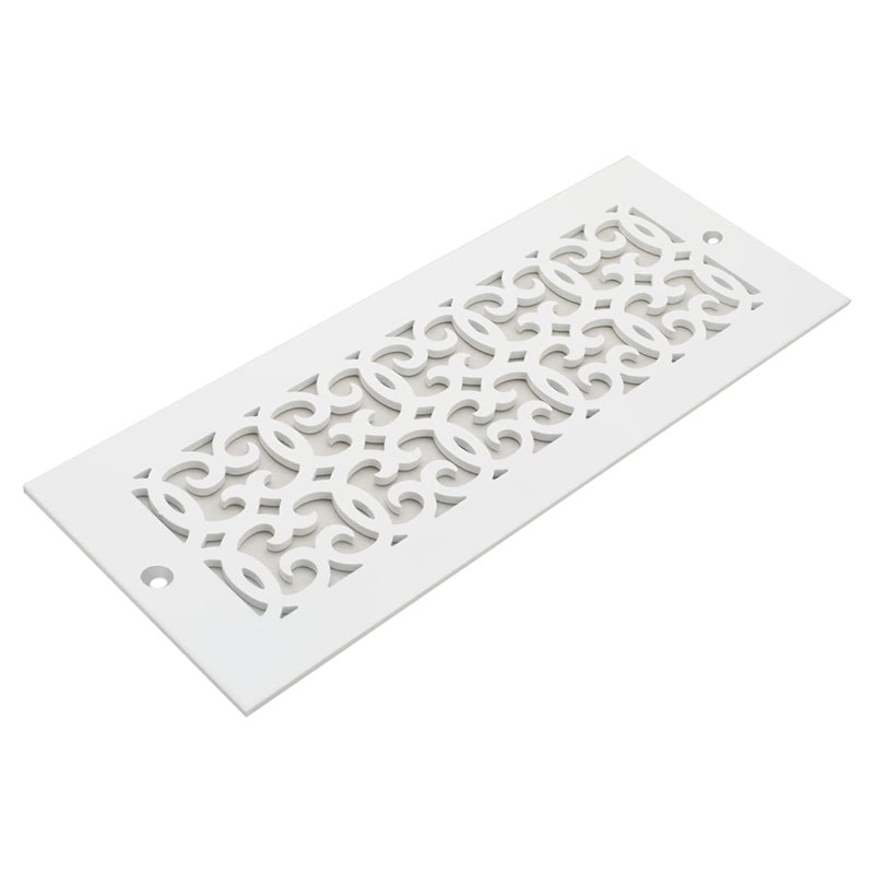 Versailles Pattern Vent Cover Grille With Mounting Holes Features a Underside Lip, 4" x 10", White