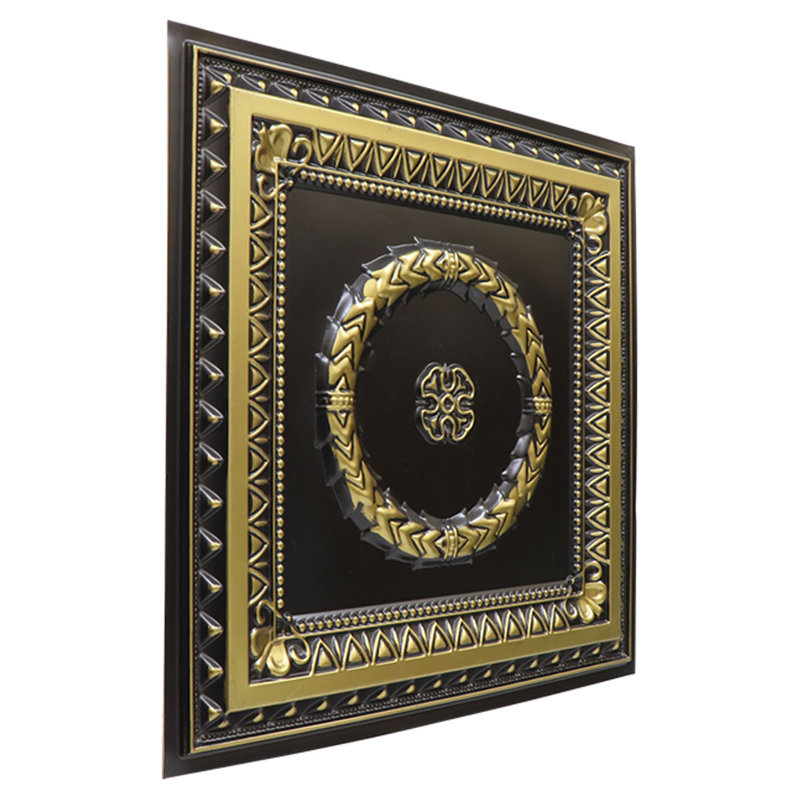 Laurel Wreath 24'' L x 24'' W Textured PVC Ceiling Tile, Antique Brass