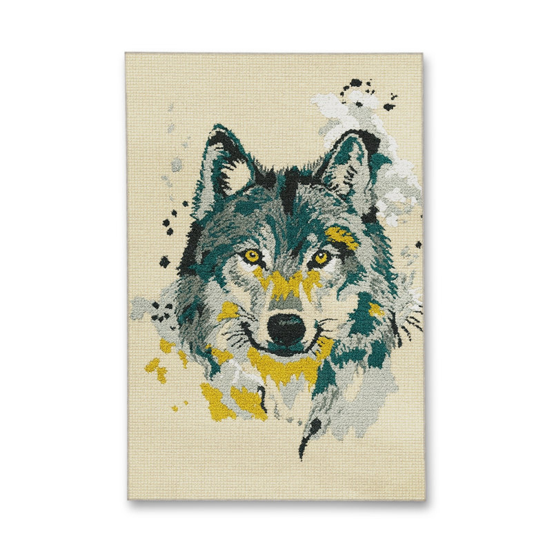 Tapis bleu tissé lavable rétro Mosso, 2'4" x 3'11"