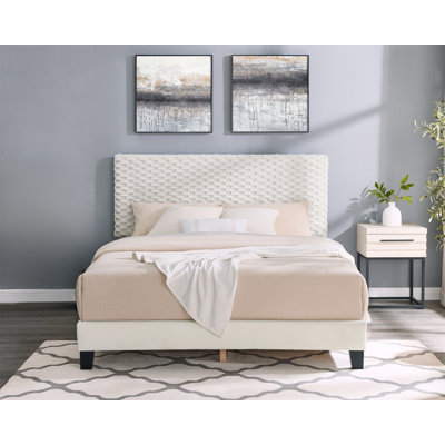 Findlay 2-Piece Bedroom Set, Plush 3D Upholstered Bed With Nightstand, Queen