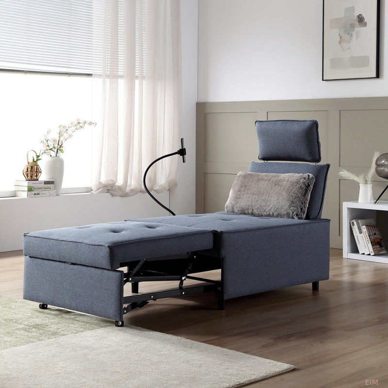 3 In 1 Sofa Bed,Speaker Chair, Reclining Sleeper Sofa Bed,Futon With Bluetooth Speaker 2 USB Port, Phone Holder Accent Chair, Functional Backcushion And Headrest, Waterproof Fabric,Faux Fur Pillow.