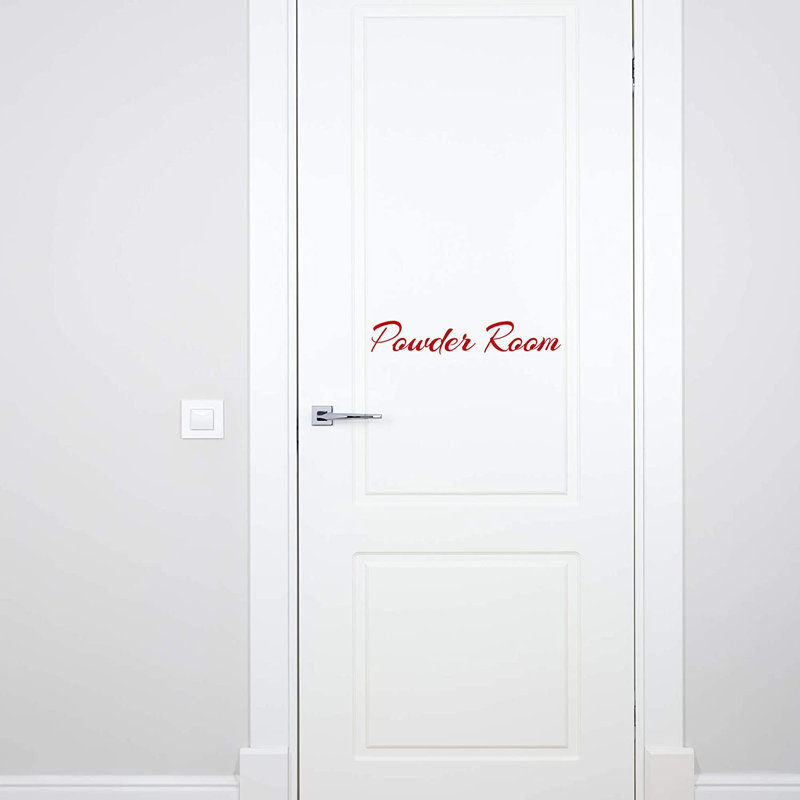 Adhésif de porte en vinyle Powder room, H 4 po x l 21 po, Bourgogne