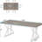 71" Farmhouse Dining Table For 6, Rustic Rectangular Kitchen Table With X-Trestle Metal Legs, Wood Top Dinner Table For Dining Room, Grey & White-1449206250-1449206243