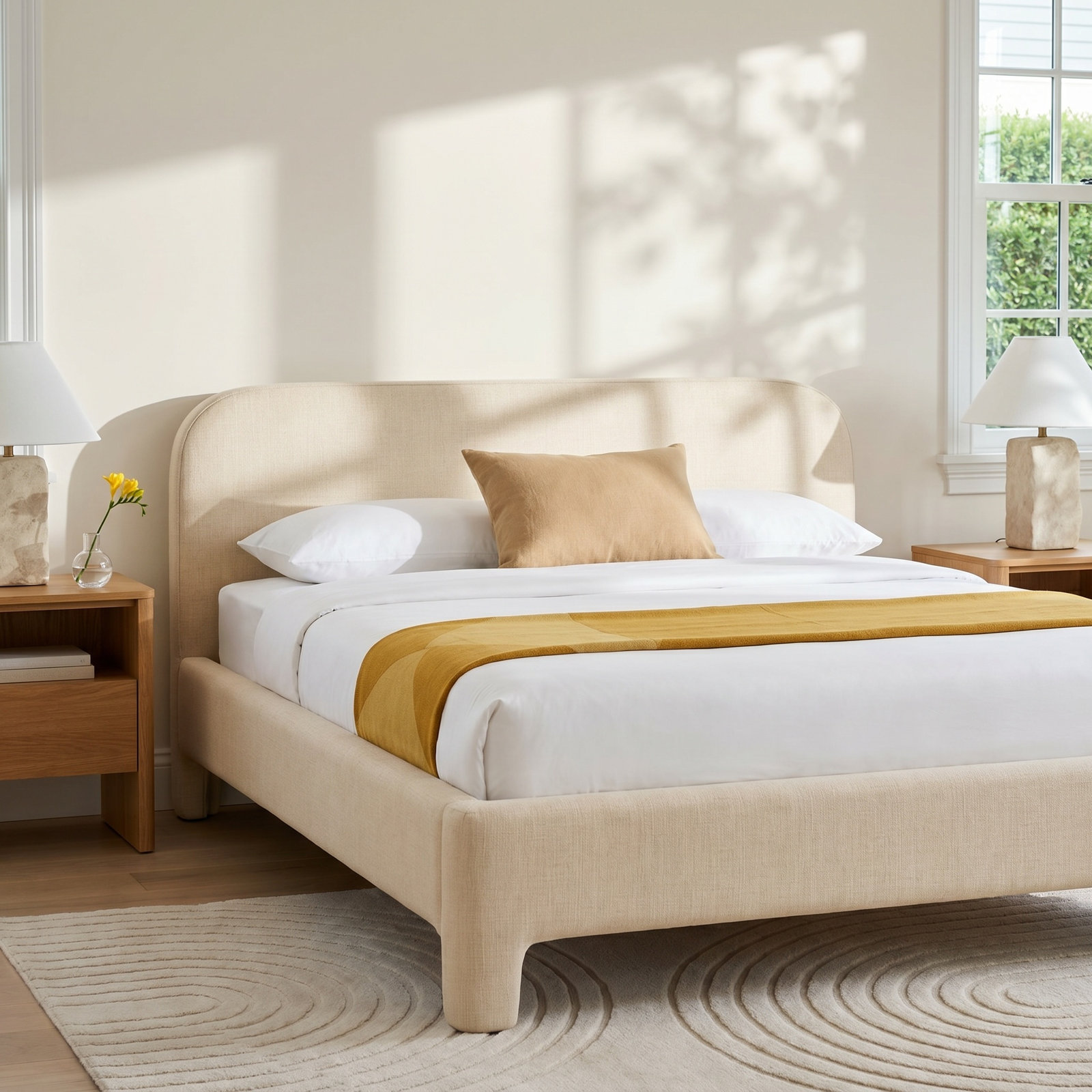 Illy Upholstered Bed, King, Classic Linen Linen