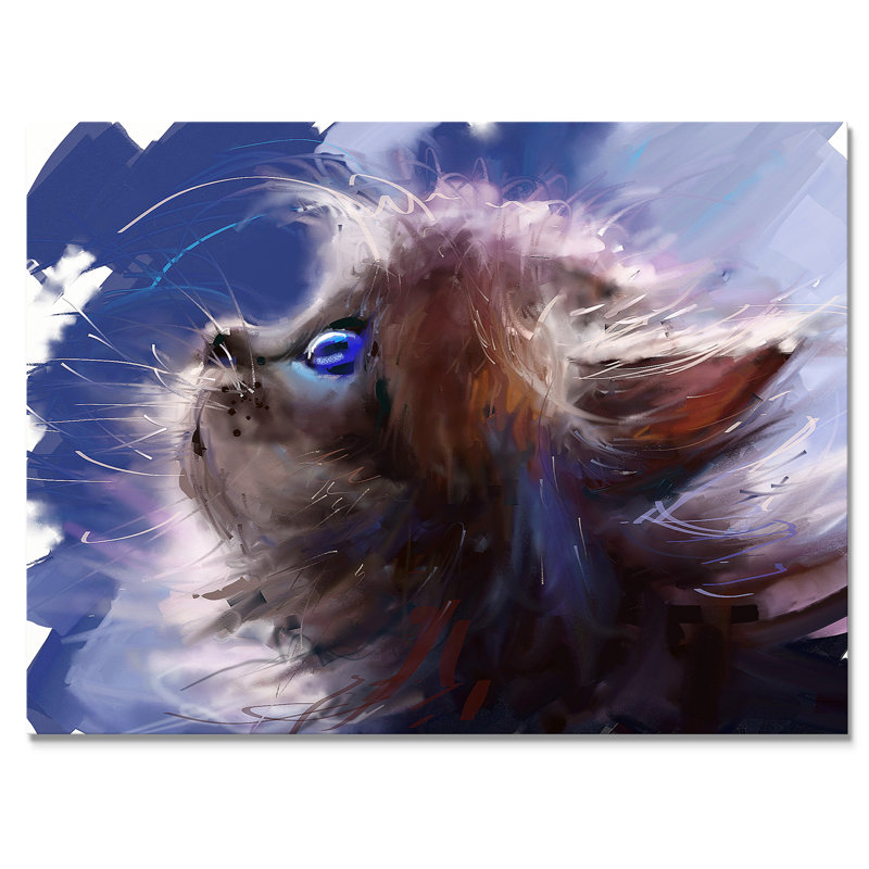 Chat, peinture sur toile, H 12 po x l 20 po x P 1 po, Toile tendue