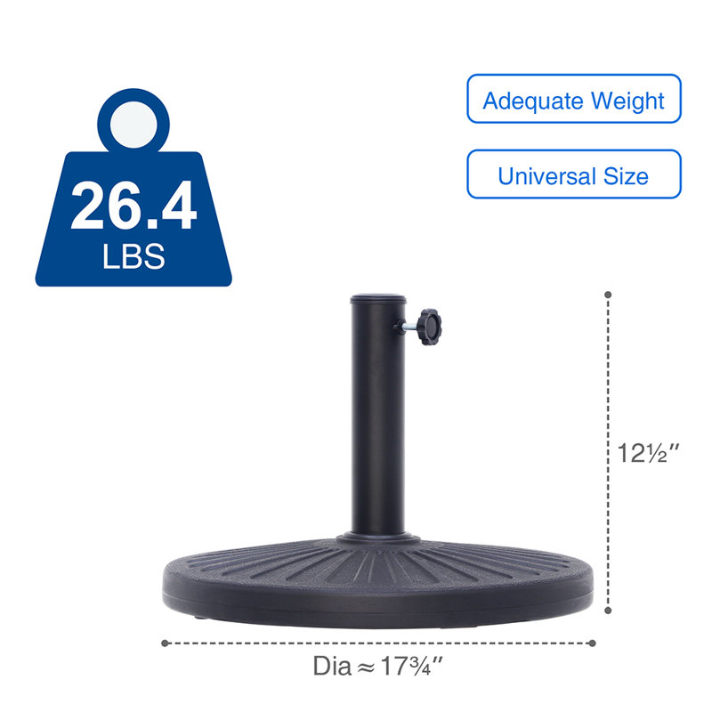 26,5 lb Base de parasol de patio, Noir, noir, noir, noir