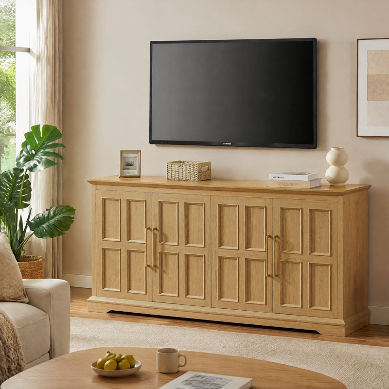 Grande armoire buffet 67 po avec rangement, armoire à vin Farmhouse, Naturel