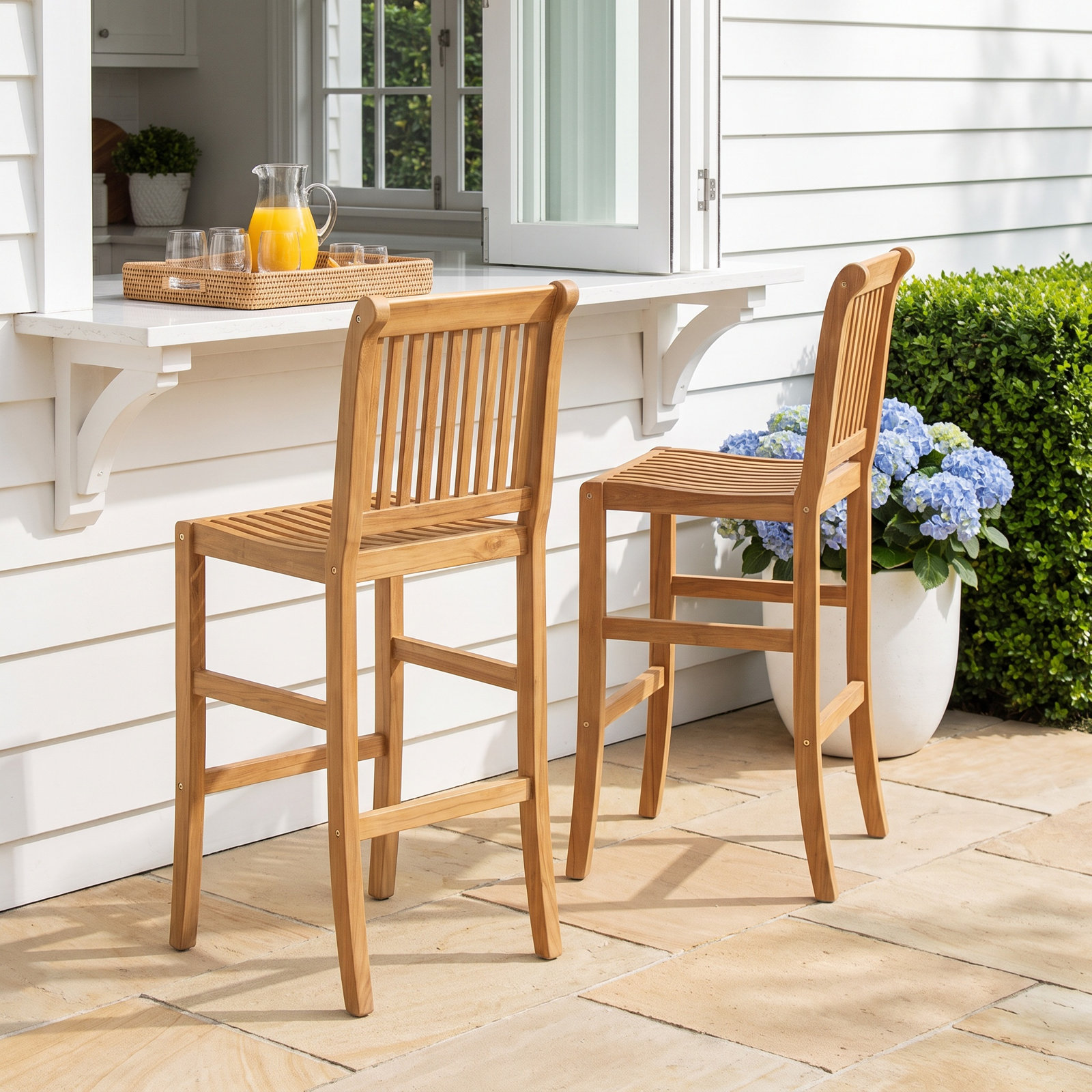 Chanson Teak Patio Bar Stool