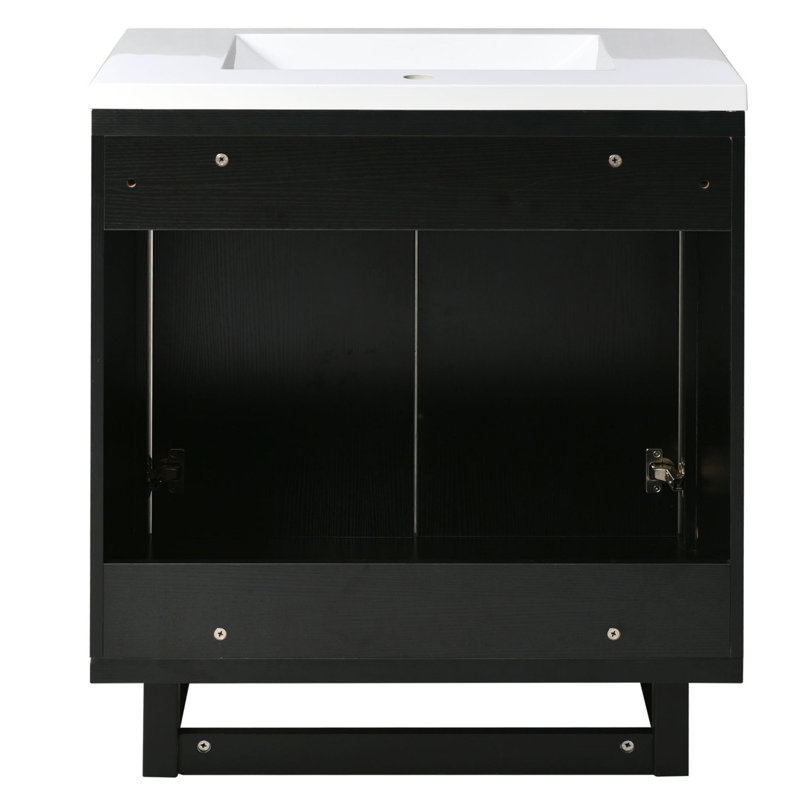 Ensemble de meuble-lavabo simple 29,5 po avec plateau en résine Kimmo, Noir