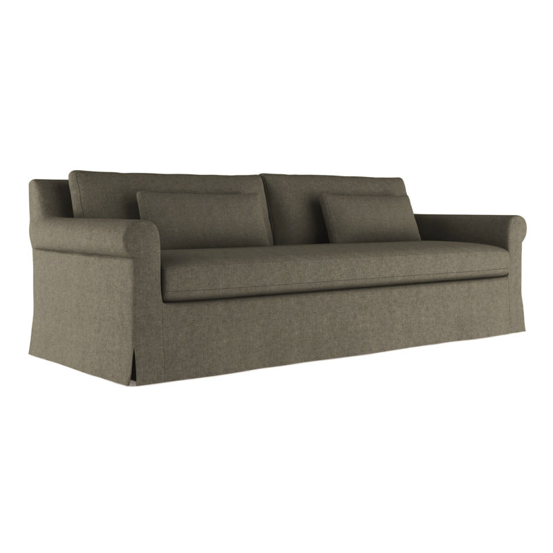 Canapé à accoudoirs arrondis Ludlow, Velours moelleux graphite, H 34 po x l 84 po x P 38 po, Patiné