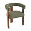 Chaise de salle à manger cylindrique en chenille de style milieu du siècle avec structure en noyer (lot de 2)-353656103-450624625