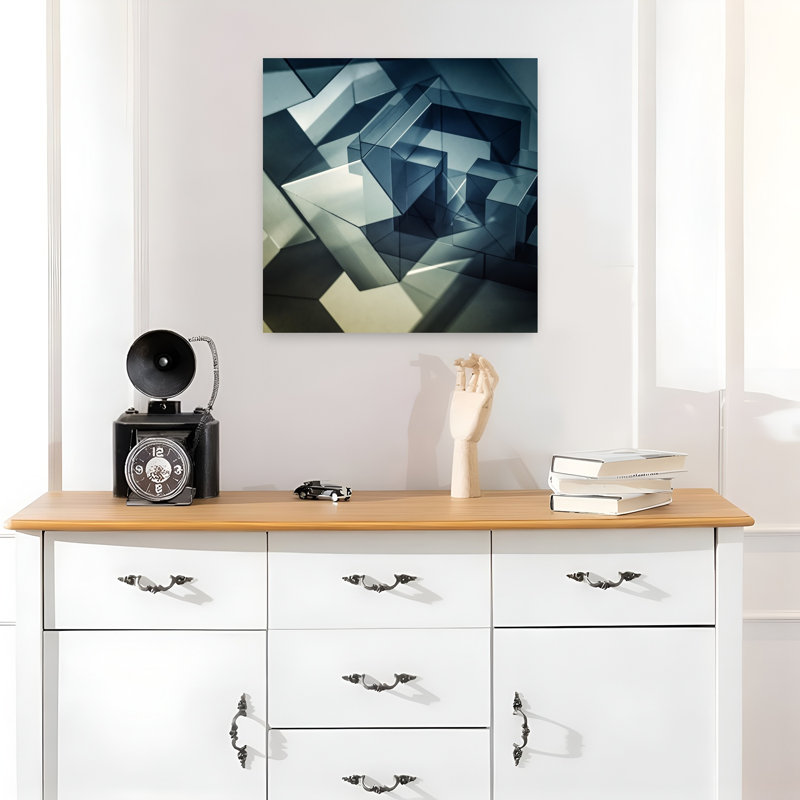 Art contemporain abstrait géométrique, H 18 po x l 18 po