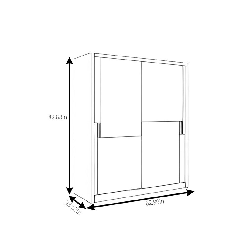 Armoire moderne à porte coulissante simple, H 82,68 po x l 62,99 po x P 23,62 po