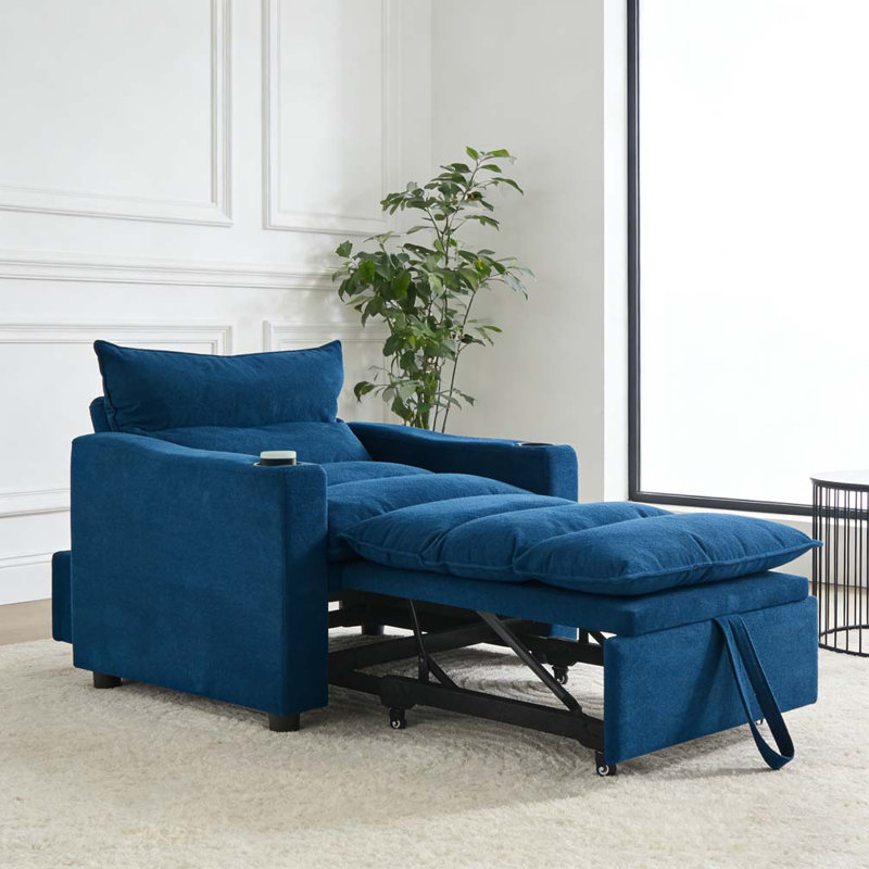 Canapé-lit réglable en tissu velours moderne, Bleu