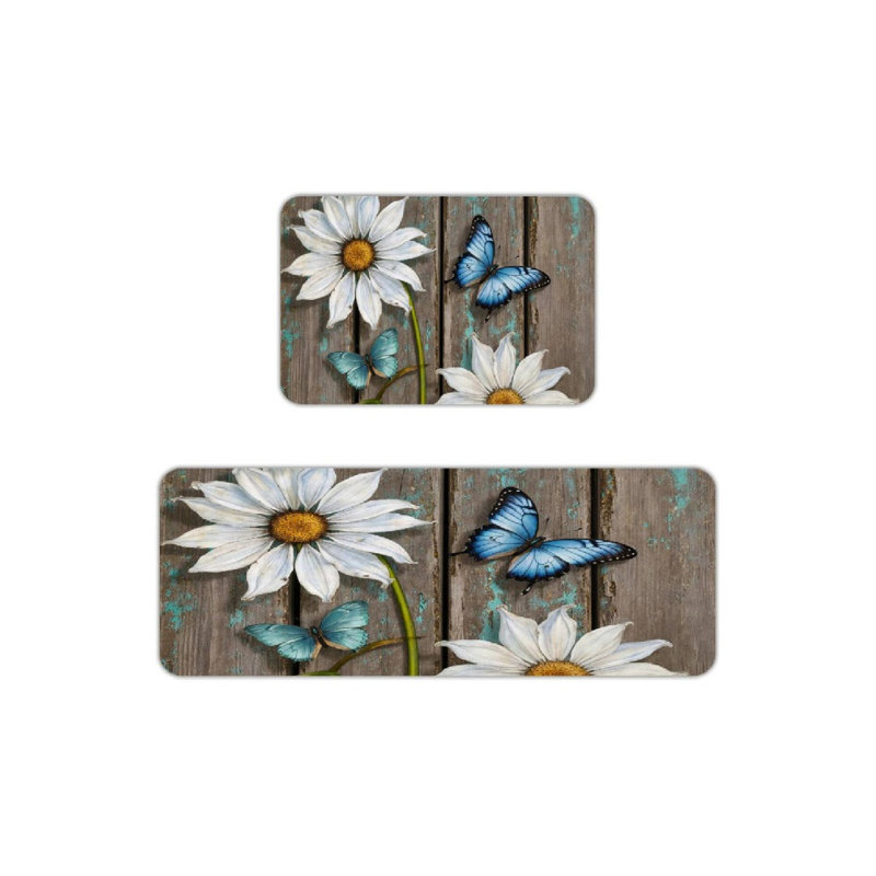 Daisy Butterfly Wood, tapis de cuisine 2 pièces