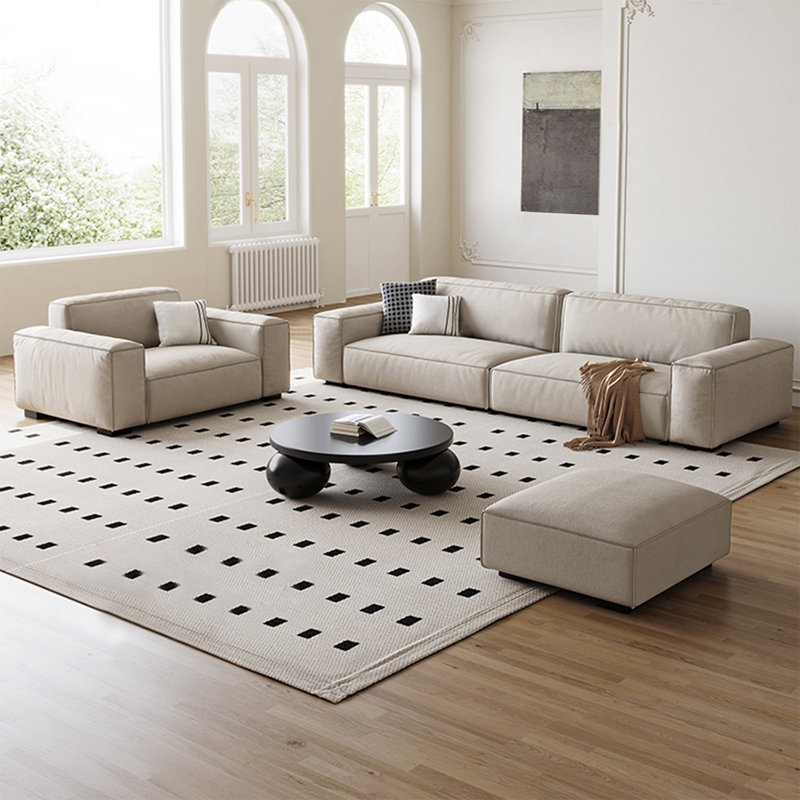 Ensemble de salon 3 pièces 100% polyester blanc crème