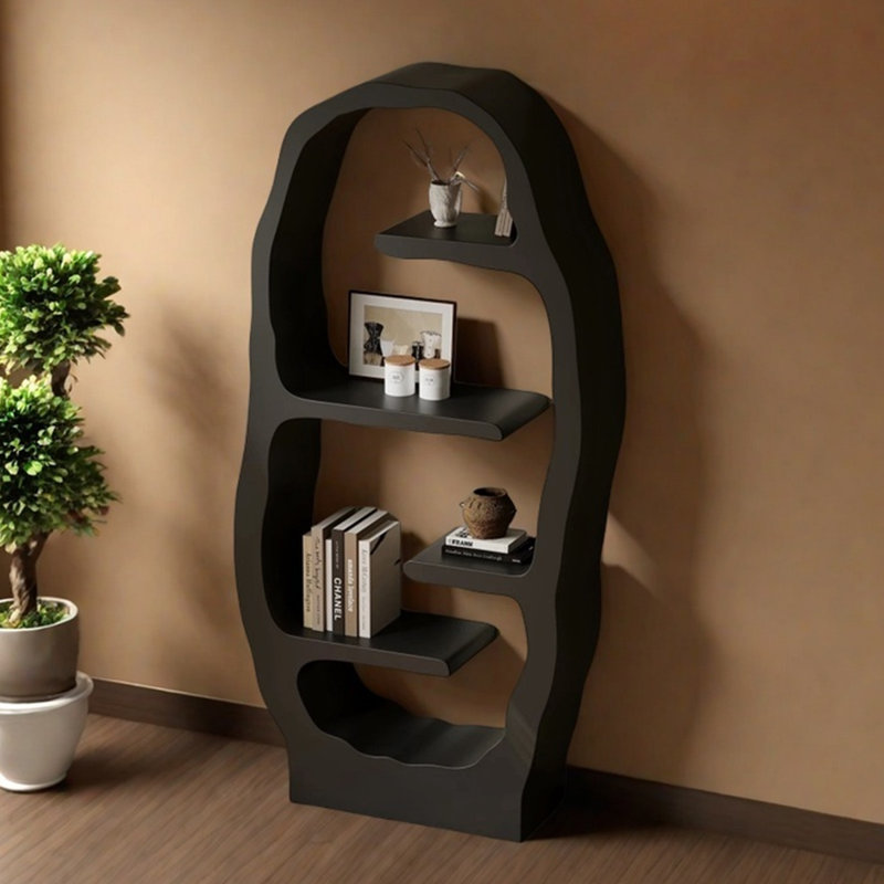 Bibliothèque minimaliste ajourée de style italien, Noir mat