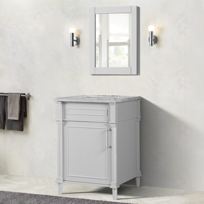 Meuble-lavabo simple 24 po avec plateau en marbre de Carrare blanc