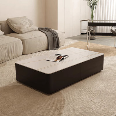 Simple square rock plate coffee table