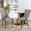 Chaise d'appoint de salle à manger en velours avec pieds plaqués or Jaqua (ensemble de 2)-1101657184