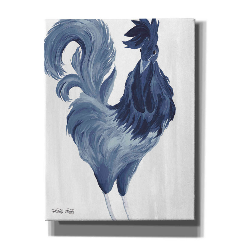 Funon " Green Purple Rooster I " by Cindy Jacobs, 16" H x 12" W x 0.75" D