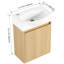 Petit meuble-lavabo de salle de bain de 16 po, armoire en chêne moderne avec lavabo en céramique, et élégant pour la salle de bain, lavabo compact avec rangement simple, conception facile à assembler-449728774