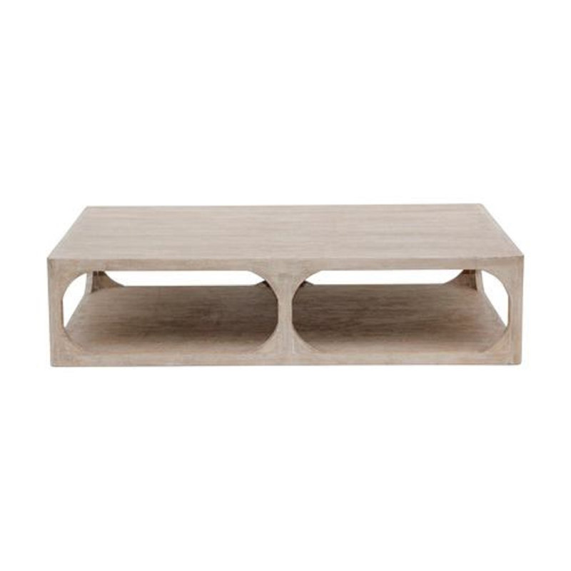 Peking Ming Solid Wood Coffee Table, 15.75" H x 66.93" L x 43.31" W, Weathered Whitewash