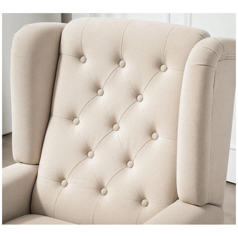 Chaise longue capitonnée à boutons, beige