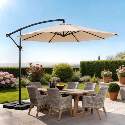 10 pi. Parasol en polyester en porte-à-faux de patio en kaki