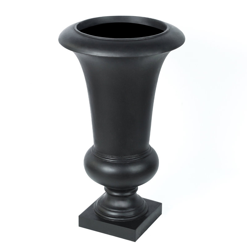 Grand pot à fleurs 22,75 "fait à la main en oxyde de magnésium, Noir