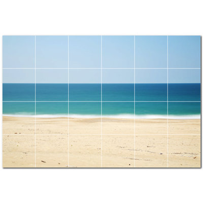 Beach Photo 12'' x 12'' Satin Ceramic Decorative Mural