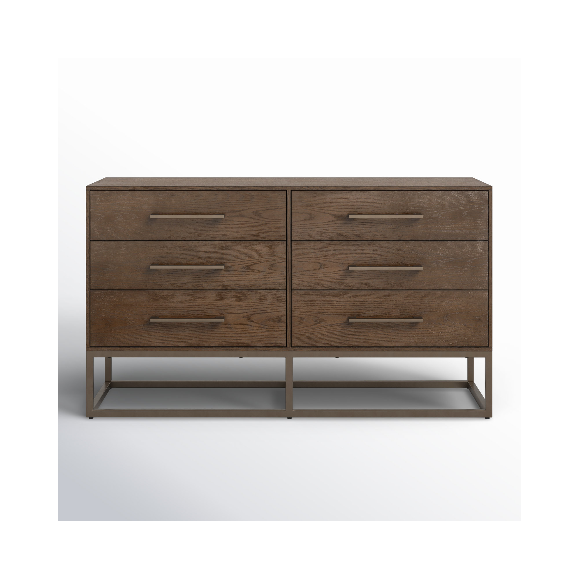 Sheldon 6 - Drawer Double Dresser, Gunmetal/Ash Brown