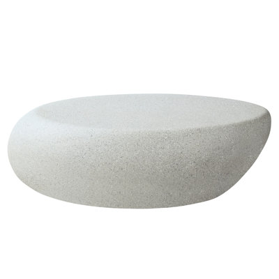 Alda Fiberglass Matte Rocks Coffee Table, 44.04'' For Living, No Assembly Trouble Here Living Room Centerpiece, Elliptical, Rocks, Work