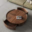Table basse ronde en bois massif de couleur noyer-1671504329