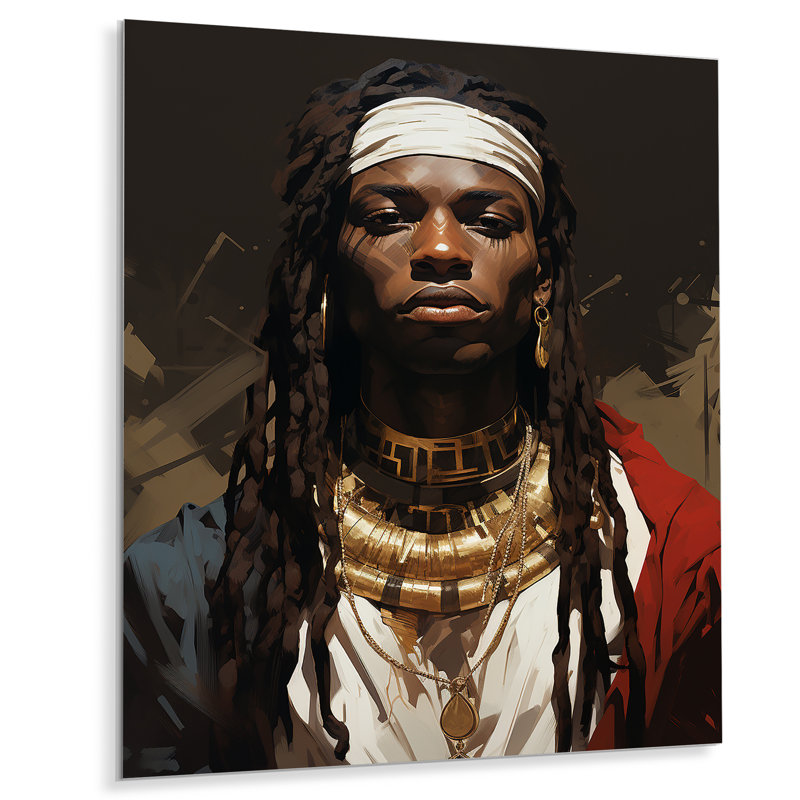 Portrait d'un homme royal africain - mode, art mural, salon, Métal métal, H 20 po x l 12 po x P 1 po