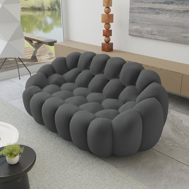 Canapé rembourré Cenie, sans assemblage requis, Gris foncé, H 30,71 po x l 78,74 po x P 42,52 po