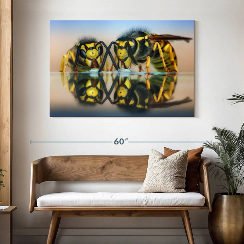 Brampt Two Wasps On Glass Table, 32" H x 48" W