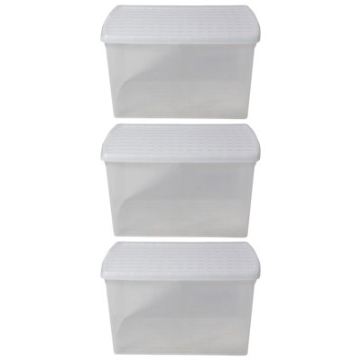 Wham Clip Rectangular Plastic Storage Boxes with Secure Clip Lock Lid Clear/Clear/Clear