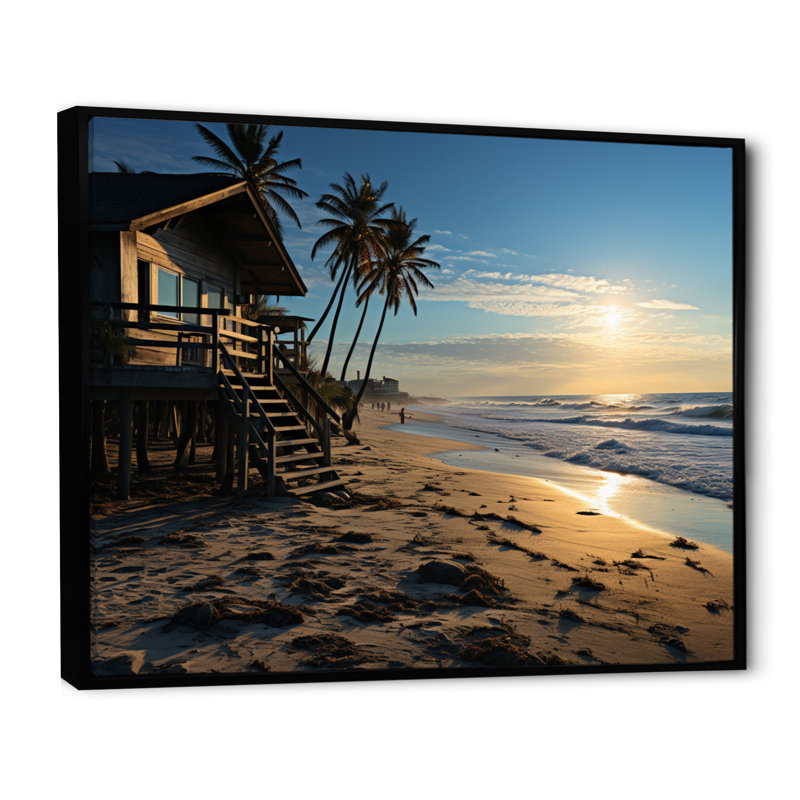«Alicano Beach Tropical Vibes III», reproduction sur toile, H 24 po x l 32 po, Cadre flottant noir