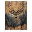 Portrait de cerf avec paysage à l'encre de chine - Décoration murale animal en bois de cerf - sur bois de pin naturel-871266852